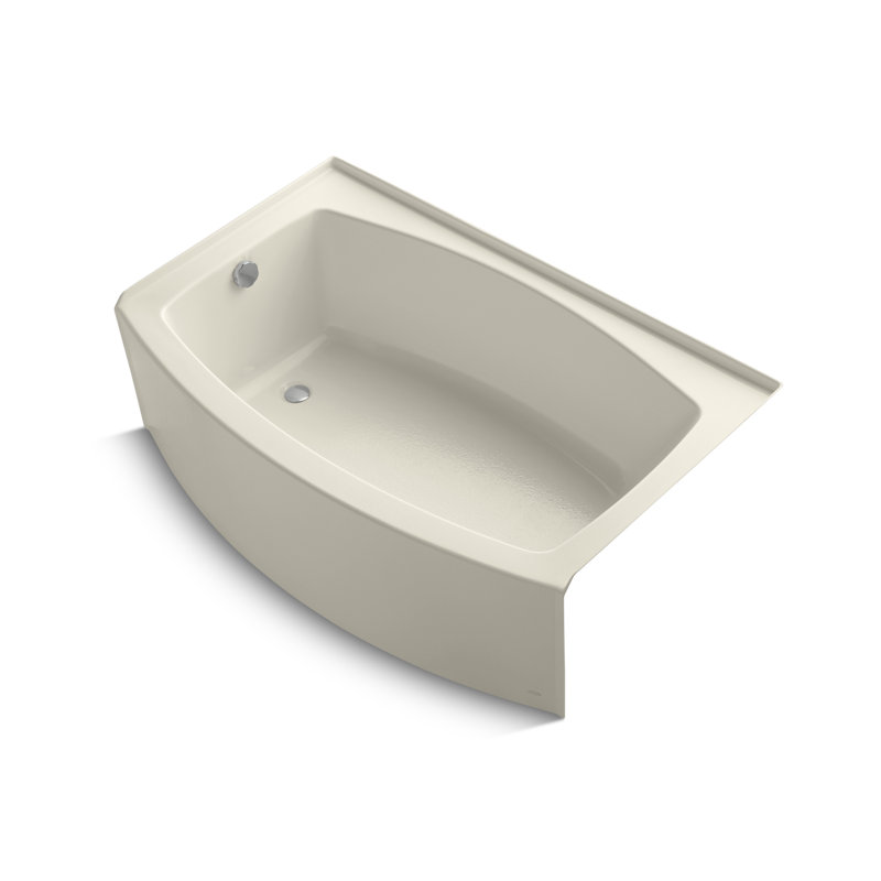 Expanse 60" x 38" Curved Integral Apron Bathtub, Left-Hand Side, Almond