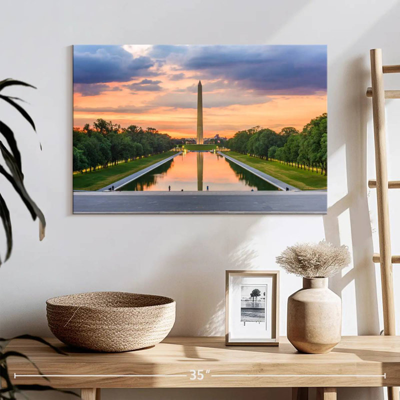 Monument de Washington au coucher du soleil, H 16 po x l 24 po