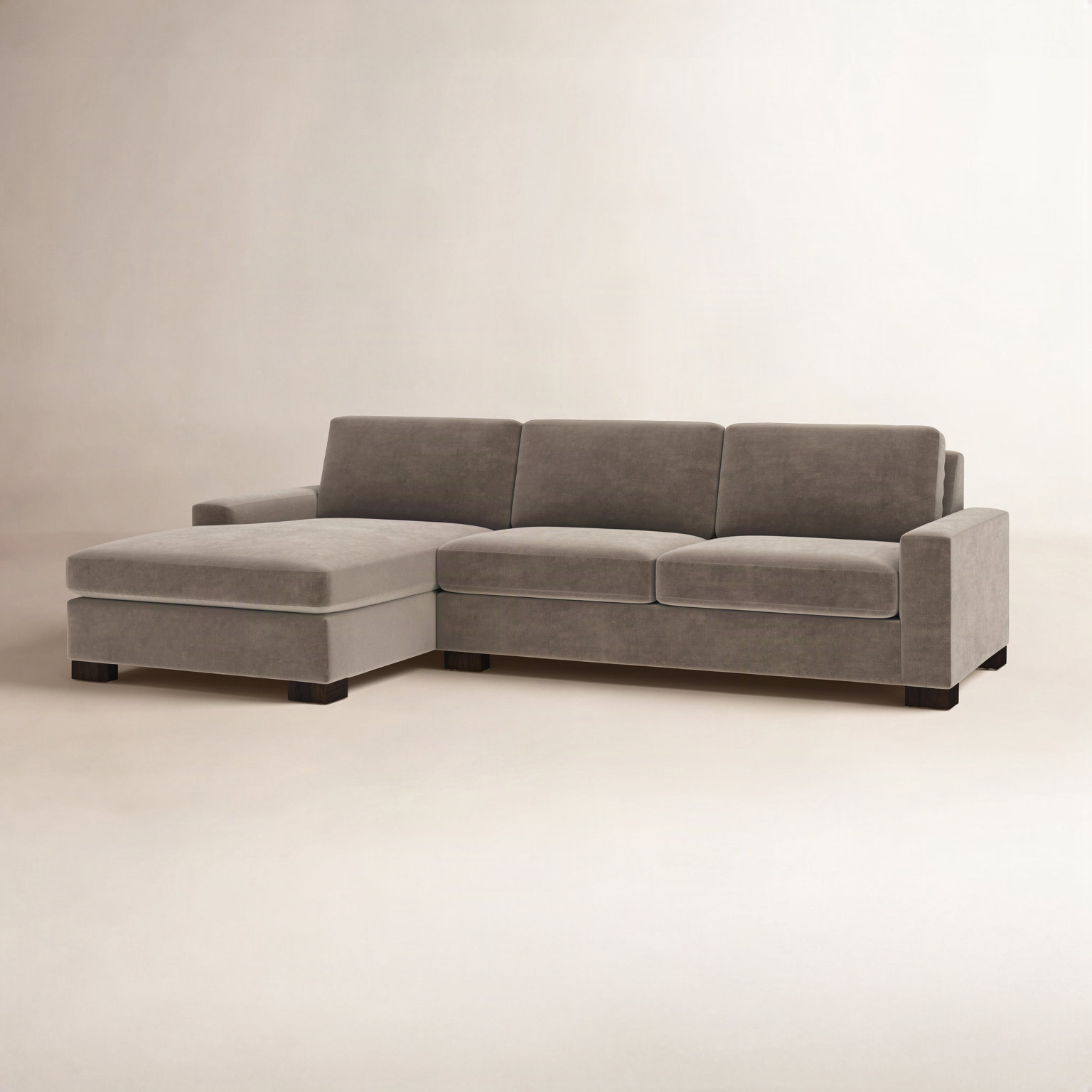Jonie Chaise Sectional, Left Hand Facing, Andrew Driftwood Performance Chenille
