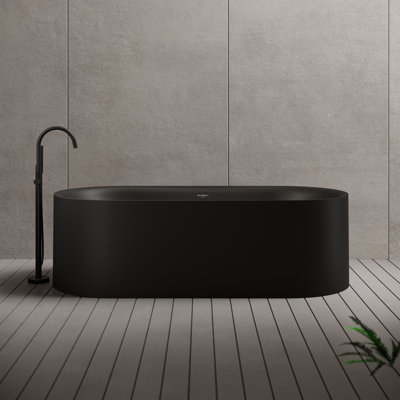 MonBlari 59" X 27" Freestanding Soaking Acrylic Bathtub with Overflow and Pop-up Drain For Bathroom