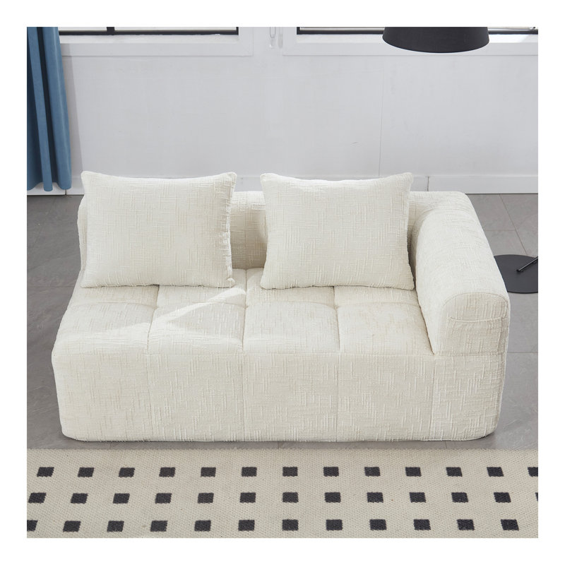 Canapé en chenille, canapé-lit modulaire minimaliste pour le salon, Beige