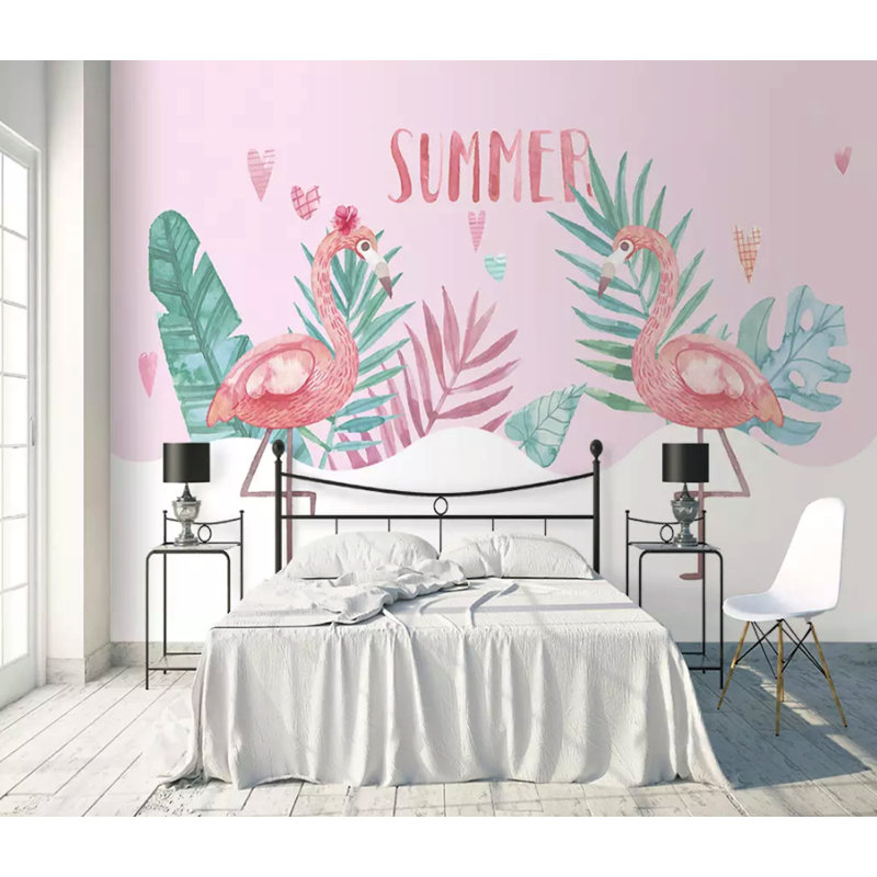Papier peint texturé amovible exotique Flamingo, l 55 po x L 35 po