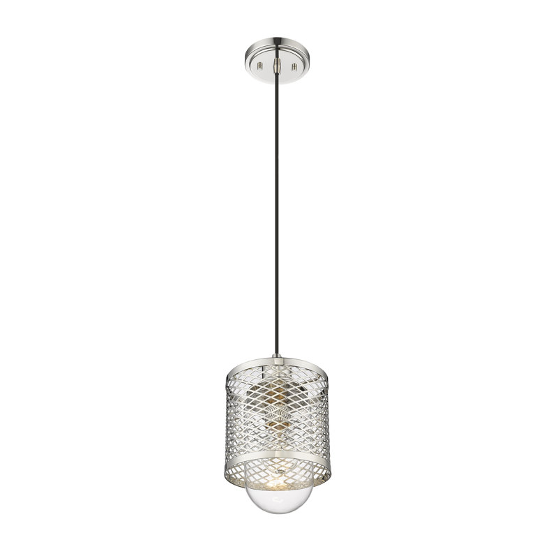 Mini-luminaire suspendu 1 lumière Kipton, Nickel poli