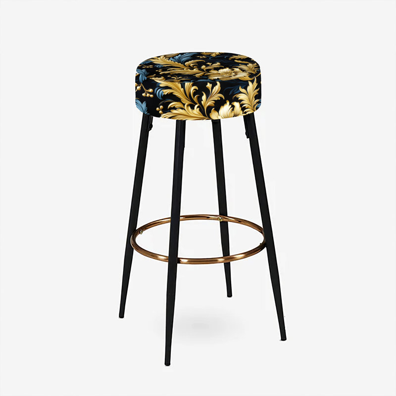 Ensemble de 2 tabourets de bar dorés et bleus dorés