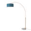 Lampe à arc 92 po Float - laiton patiné, base en marbre blanc, abat-jour en lin bleu piscine, à intensité variable, ampoule incluse-130800407