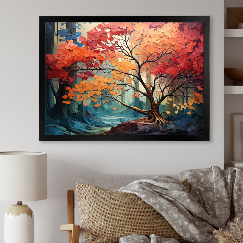 Expressionniste de l'arbre Raimbow I, Cadre simple noir, H 12 po x l 20 po x P 1 po
