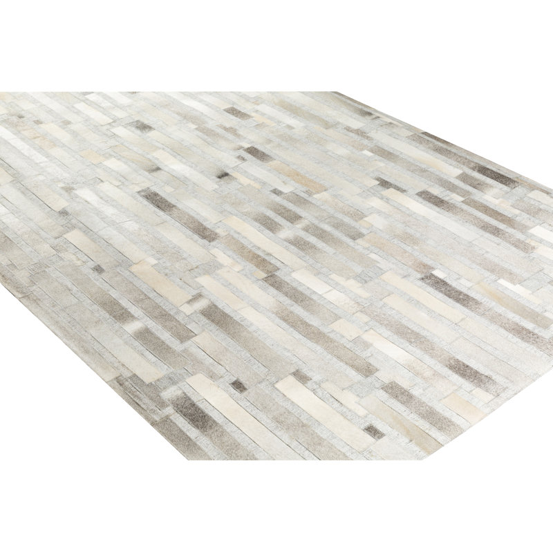 Medora Leather Area Rug in Gray, Rectangle 8' x 10'