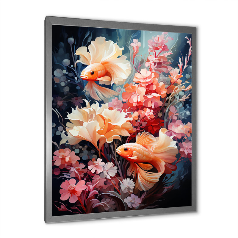 " Dendronephthya Fish And Anemone Collage ", 32" H x 16" W x 1" D, Silver Single Picture Frame
