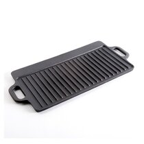 Valor 21 1/2 x 13 1/2 Pre-Seasoned Reversible Cast Iron Griddle and Grill