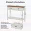 Console de style campagnard avec 2 tiroirs et tablette inférieure pour le vestibule, table d'appoint rustique avec rangement pour le salon, couloir (blanc antique)