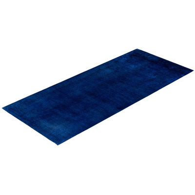Tapis de couloir unique noué à la main Fine Vibrance - bleu, 6 pi 2 po x 14 pi 5 po