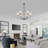 6-light 40" Wide Vintage Chandelier With White Fabric Shade-349150370