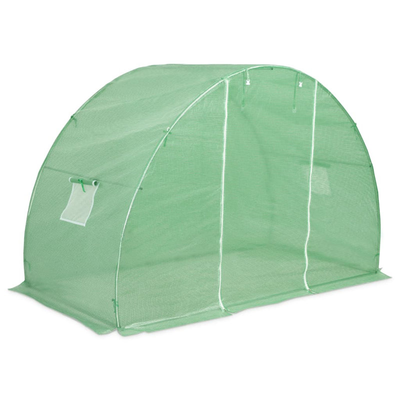 Greenhouse Green PE Mesh Fabric with Galvanized Steel Frame 48.4 Square Feet Outdoor Plant House, Green
