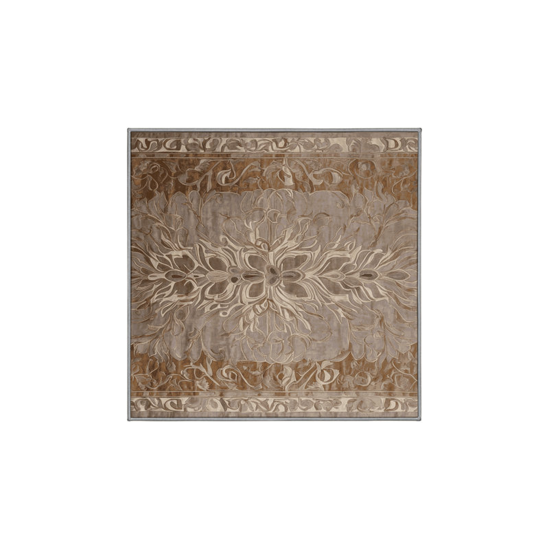 Tapis gris soyeux et moelleux, Carré 3 pi