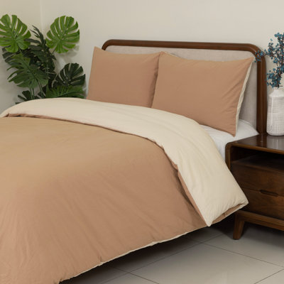 Housse de couette Dreamology Queen, réversible, 100 % coton prélavé, fermeture éclair, 2 taies d'oreiller | Bleu