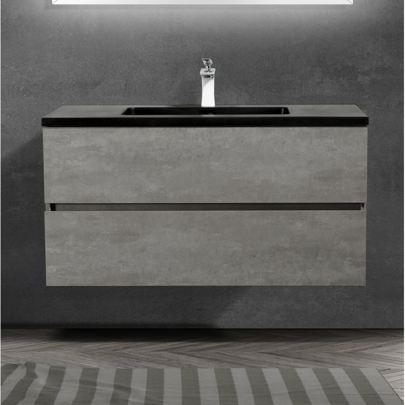 Thameslink 39.5 " W Wall Mounted Single Vanity Bathroom Vanity With Poly Marble Top