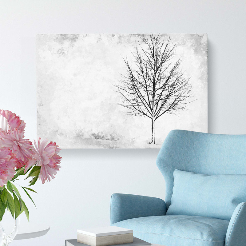 Lone Tree At Winter - Wrapped Canvas Print, 35cm H x 50cm W x 3cm D