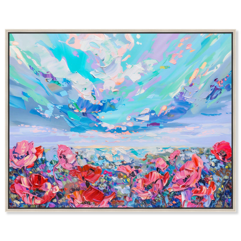 «Poppy Paradise», célèbre artiste sur toile par , H 37 po x l 46 po, Cadre argenté
