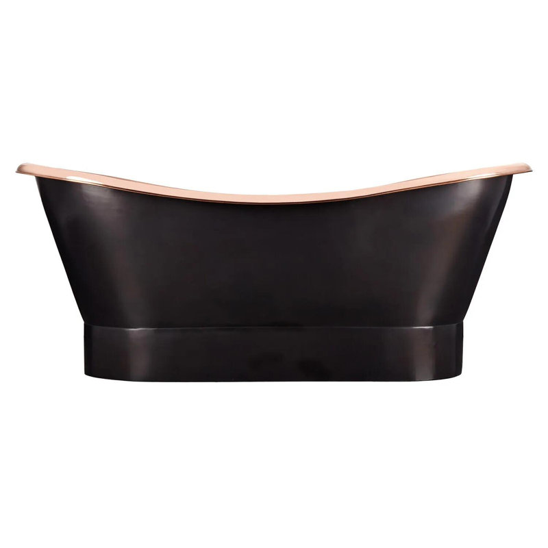 Thaine 70" x 30" Freestanding Soaking Copper Bathtub, Copper/Black