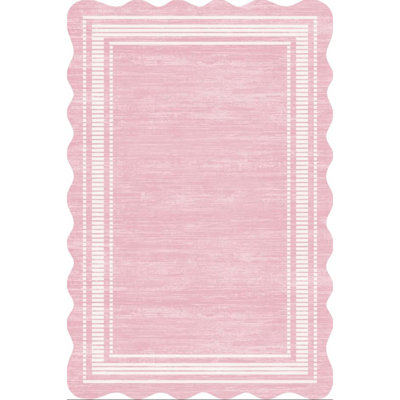 Modern Scalloped Washable Rug for Living Room, Bedroom, Office
