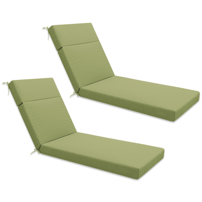 2-Piece Outdoor Chaise Lounge Chair Cushion, 80"X26"X4", Light Green