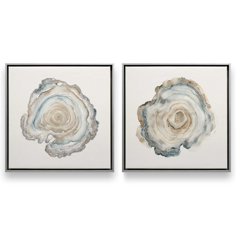 Ensemble de 2 imprimés de veines océaniques, 16 po x 16 po, Cadre flottant en chrome poli