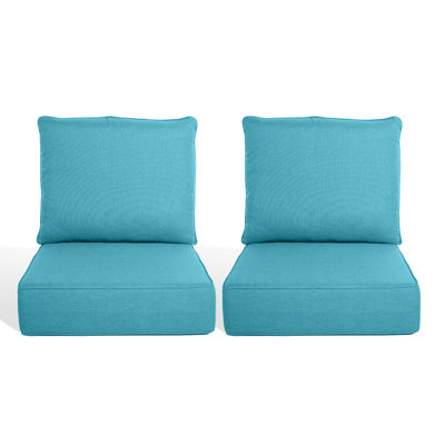6" Outdoor Cushions For Patio Furniture, 22X24x6 Thick Seat Cushion Set Of 2, Fade Resistant Couch Chair Replacement Cushions High Density Deep Wicker Chair Cushion W/Removable Cover