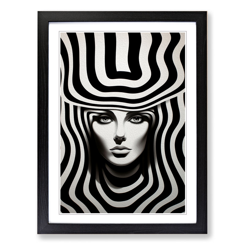 Woman Op - Single Picture Frame Print on Wood, Black, 34cm H x 25cm W x 2cm D