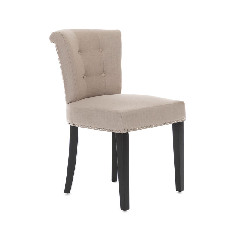 Dunlevy 48cm H Upholstered Side Chair, Cream, Black