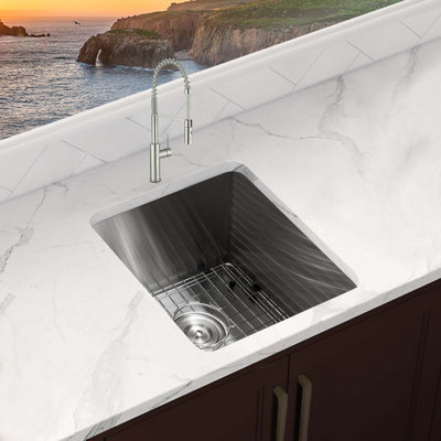 KBFmore 16 Inch Single Bowl Undermount Stainless Steel Handmade Kitchen Sink with Sink Accessories