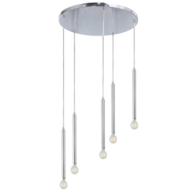 Luminaire suspendu multicolore 5 lumières Sanya, Chrome poli