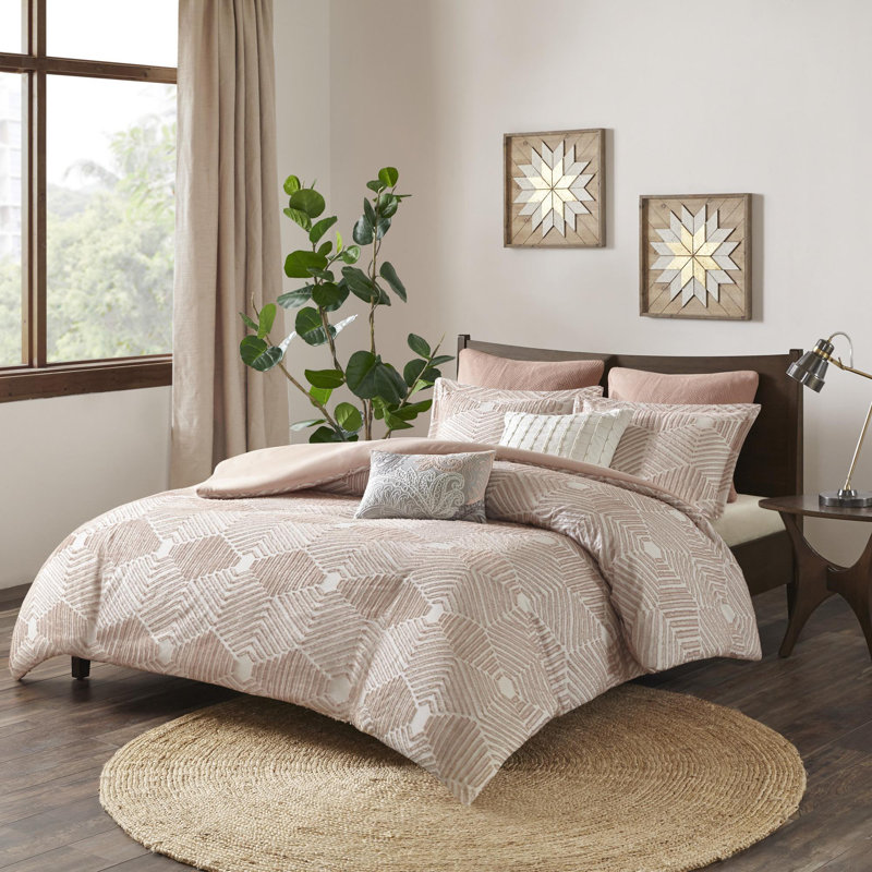 Ensemble d'édredon en coton jacquard 3 pièces, Édredon pour grand lit + 2 taies décoratives
