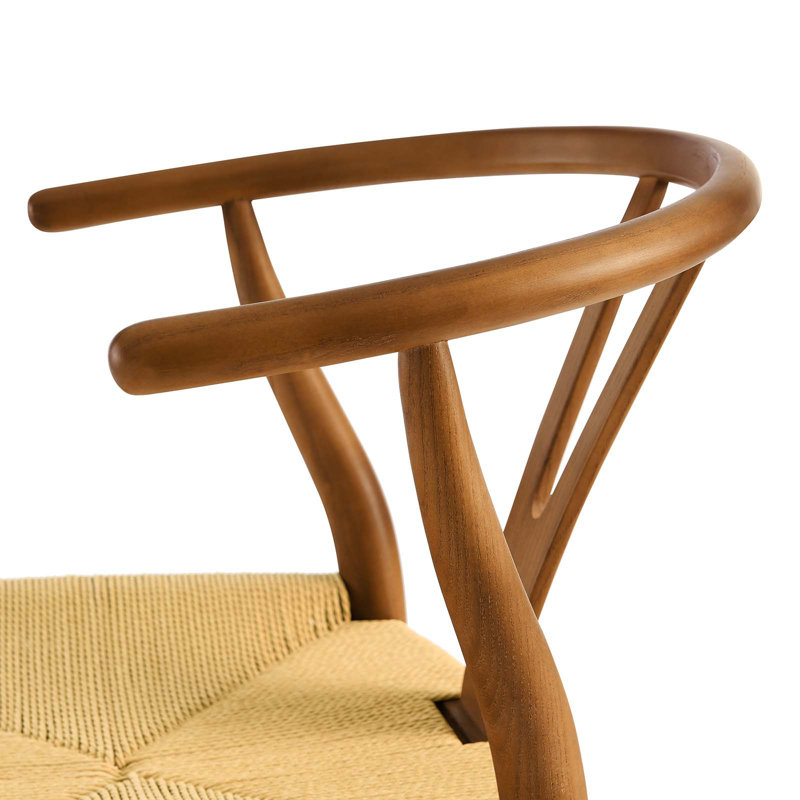 Walnut Wishbone Arm Chair with Paper Rope Seat