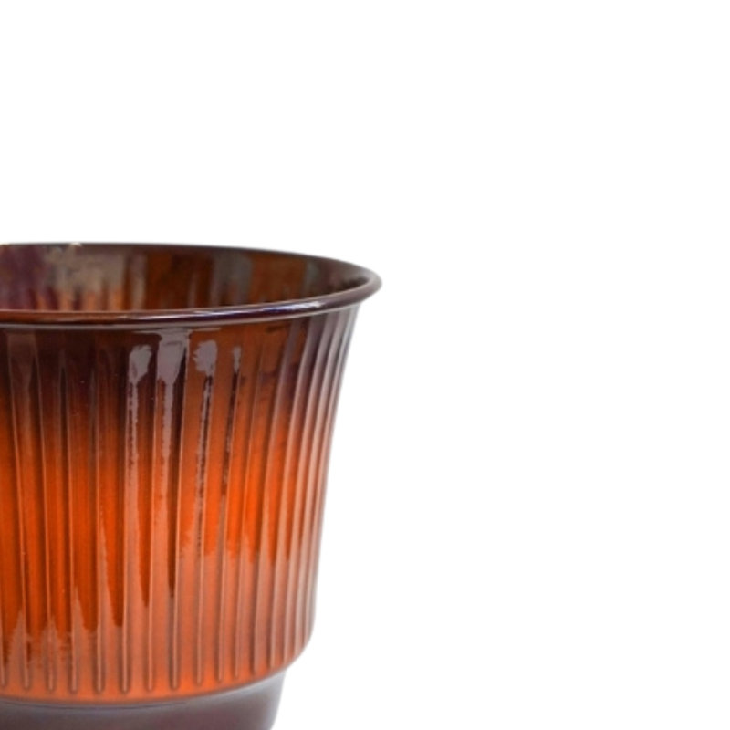 Jasper Ribbed Planter Set, Orange