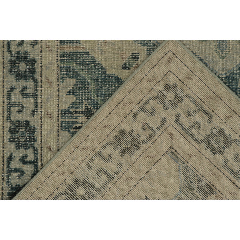 Distressed Homage Hand Knotted Wool Floral Area Rug, Rectangle 10' x 14'