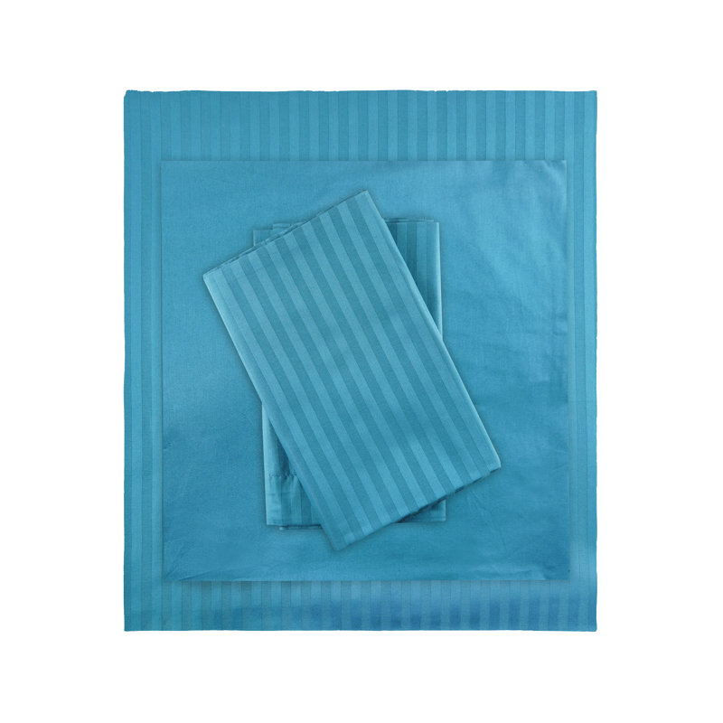 Ensemble de housse de couette en satin bleu nuit, 100% coton turc de grande qualité, 1 housse de couette, 1 drap-housse et 2 taies d'oreiller, hypoallergénique
