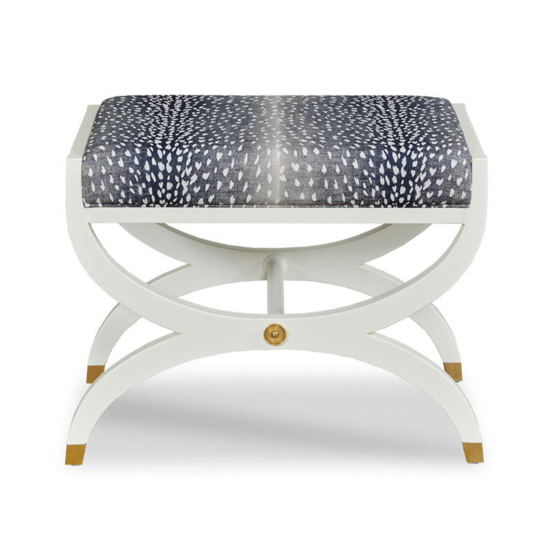 O'Brien Ottoman, Navy, White Dove