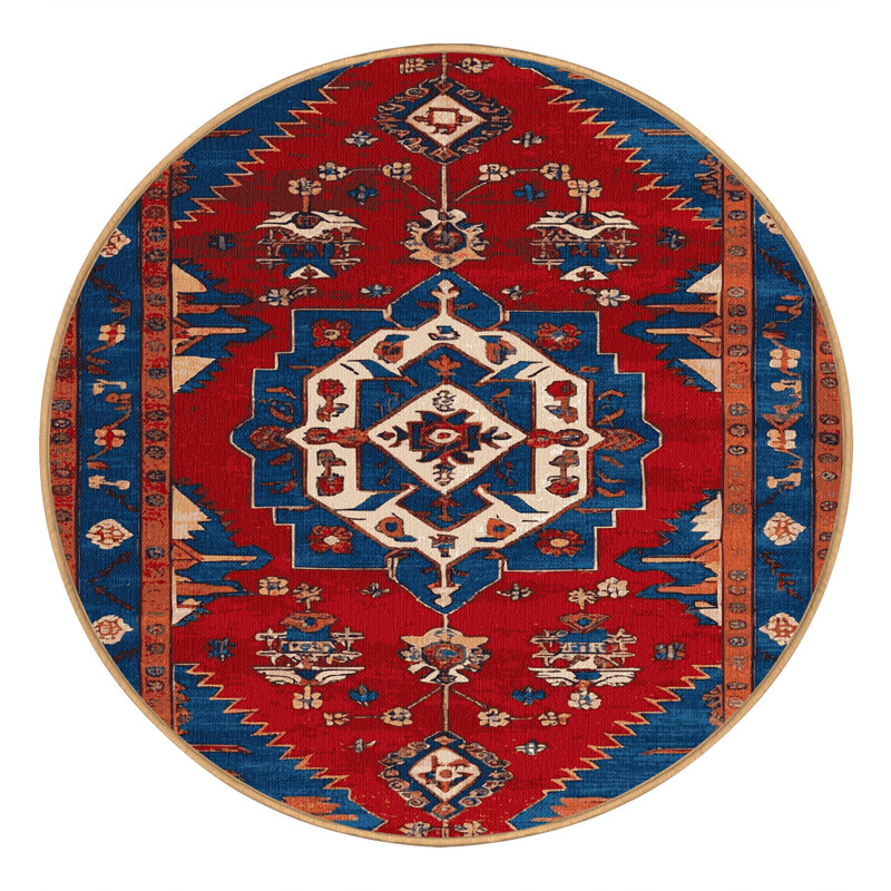 Tapis brun turc lavable à la machine, Rond 7 pi