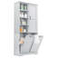 Armoire de rangement pour salle de bain avec portes et tiroirs, panier à linge inclinable, plusieurs espaces de rangement, style autoportant, tablette ouverte, tablette réglable, gris-307600280