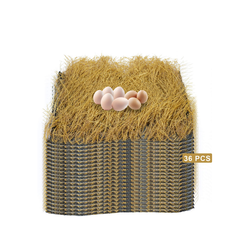 Paquet de 36 tapis de nidification pour poulets, doublures de boîtes de nidification en gazon artificiel jaune de 12 po x 12 po, tapis de nid de poule lavables et réutilisables, literie de poulailler douce et durable pour poules pondeuses, doublures de 
