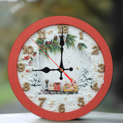 Horloge de Noël-Face-Avec-Père-train