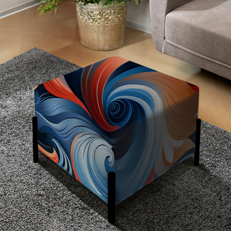 Harmonie de vagues bleues et orange - repose-pieds géométrique carré