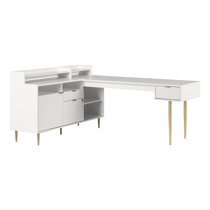 Ecworld Modern Design Workstation Desk with Hidden Cord Management Panels - Pine