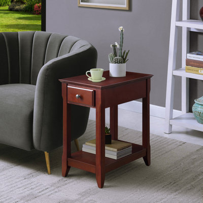 Table de bout rectangulaire en bois avec rangement de style transitionnel Bhairavi