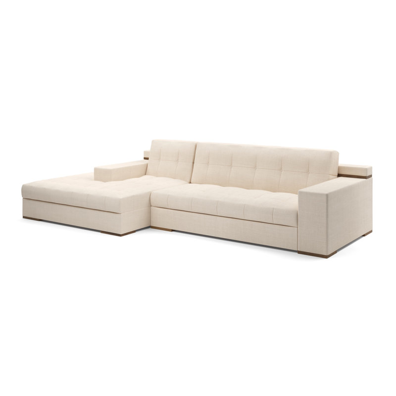 Indio Sectional With Bench, Beige Polyester Blend