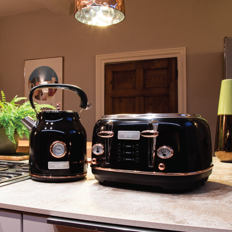 Black Rose Gold Tower Bottega Slice Toaster All Black Kettle And