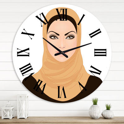 Portrait d'une femme Musulmane en hijab traditionnel - horloge murale moderne