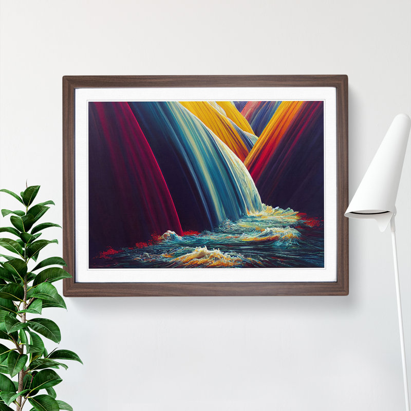 Waterfall Dreams - Single Picture Frame Print, 25cm H x 34cm W, Walnut