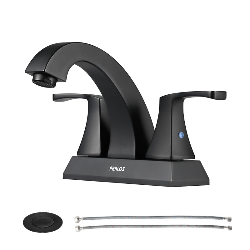 Centerset 2-Handle Bathroom Faucet with Drain Assembly, Matte Black
