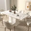 Grande table de salle à manger extensible en marbre blanc pour 6 à 10 personnes